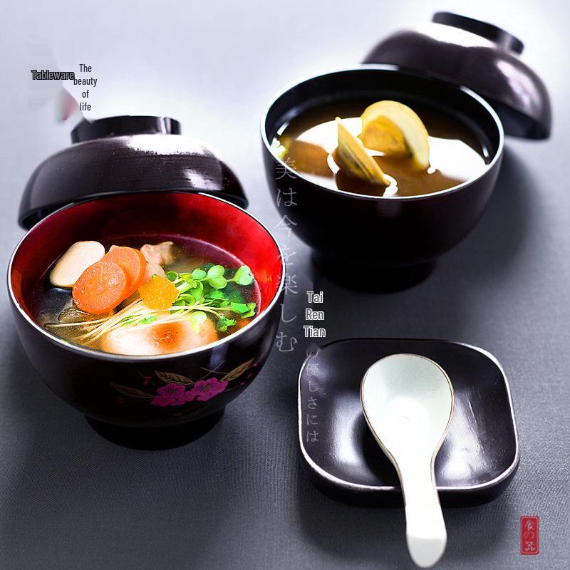 Japanese-Korean Style Soup Bowl with Lid - Versatile for Soup, Rice, or Dipping Sauces