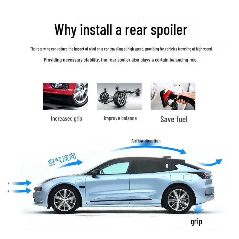 Carbon Fiber Pattern Sport Bumper Accessories for Zeekr 001 Rear Spoiler Modification Unfinished