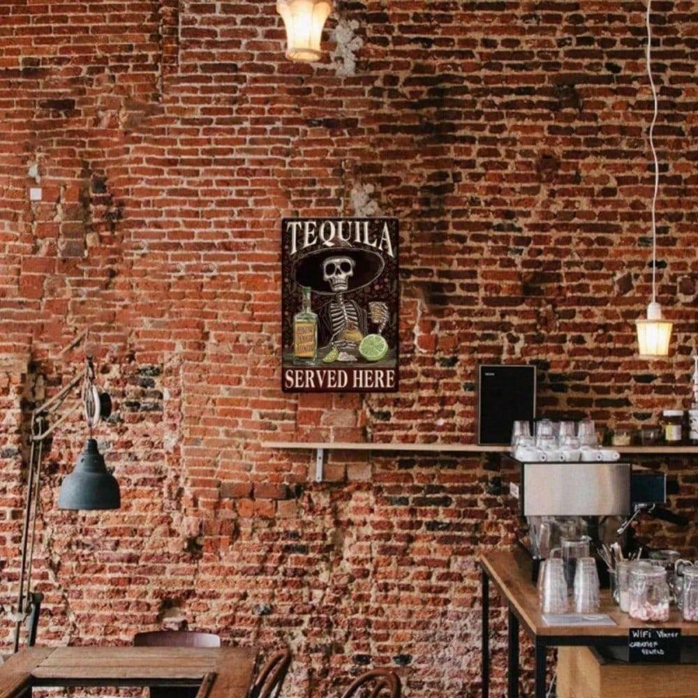 Metal Poster Wall Art, Vintage Skull Tin Sign, Bar Pub Decor