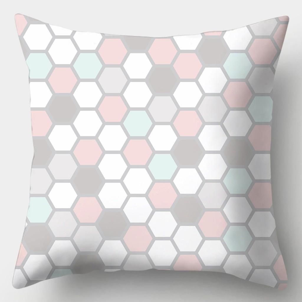 Pink Plaid Pillowcase Square Sofa Pillowcase Striped Plaid Cushion Cover