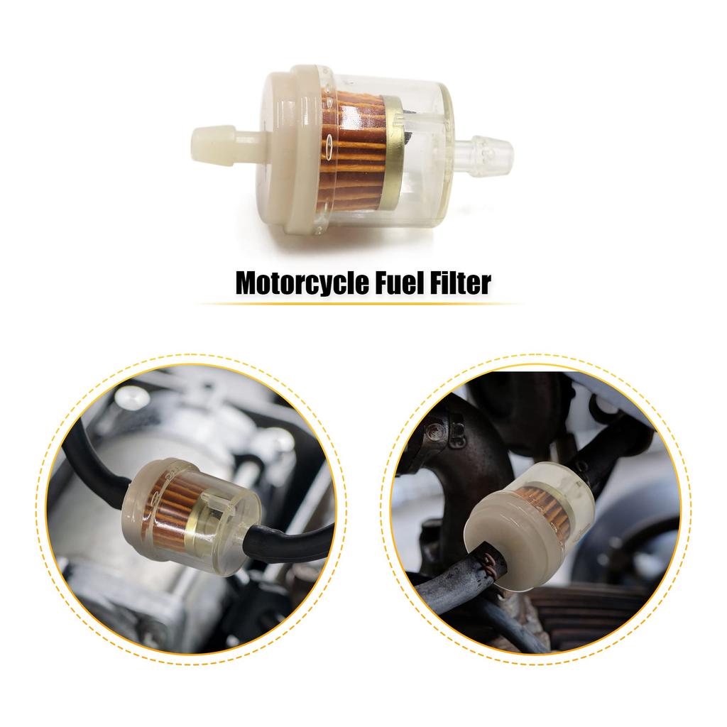 uxcell Motorrad Kraftstofffilter Inline Benzinfilter Schlauchdurchmesser 8mm Goldton Klar 2er-Pack