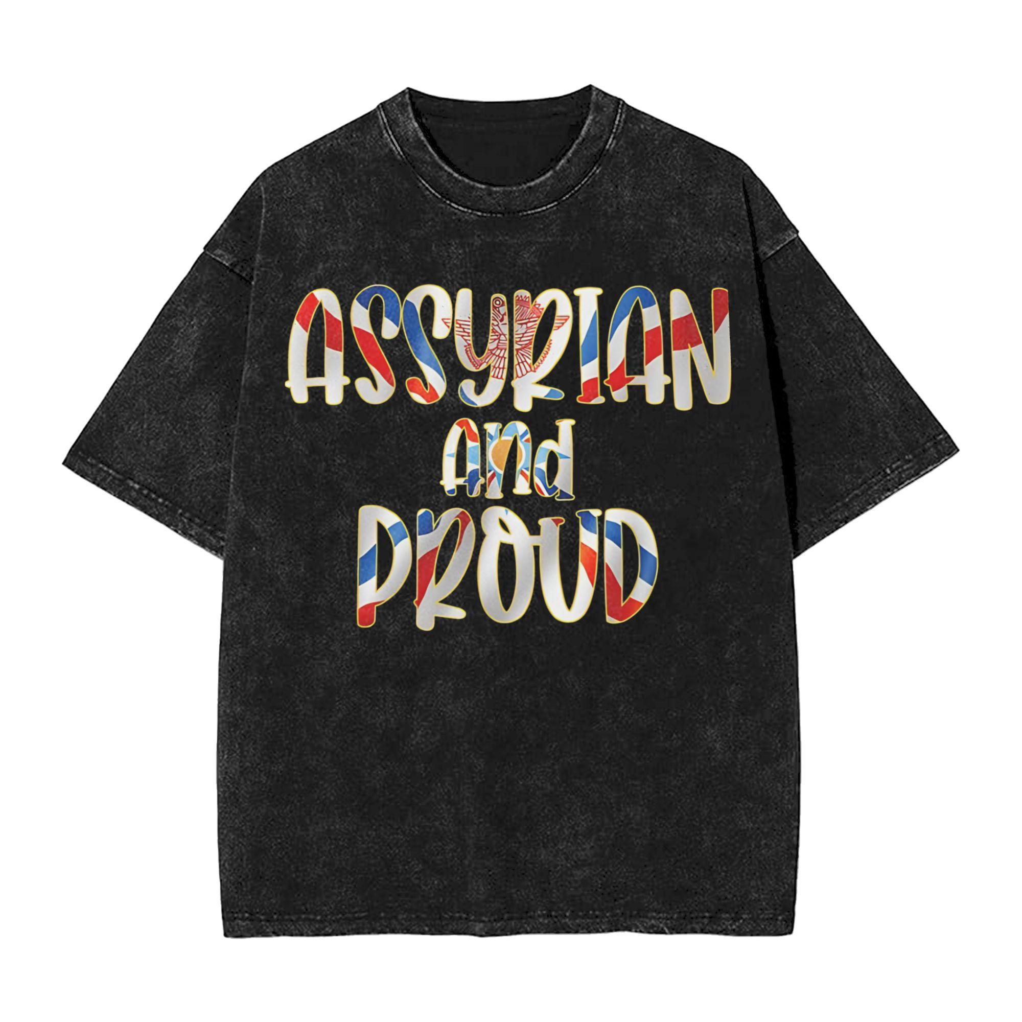 

Assyrian Flag Accessories Washed T Shirt for Unisex Women Streetwear Hip Hop TShirts Graphic Tees Tops Short Sleeve S