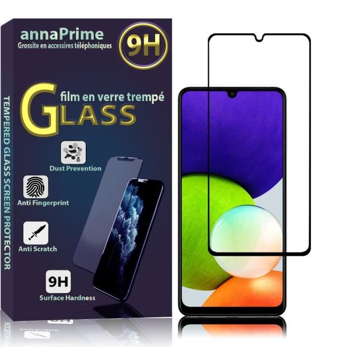 Film de protection - VCOMP - Samsung Galaxy A22 4G - Verre Trempé - Noir - Résistant aux rayures