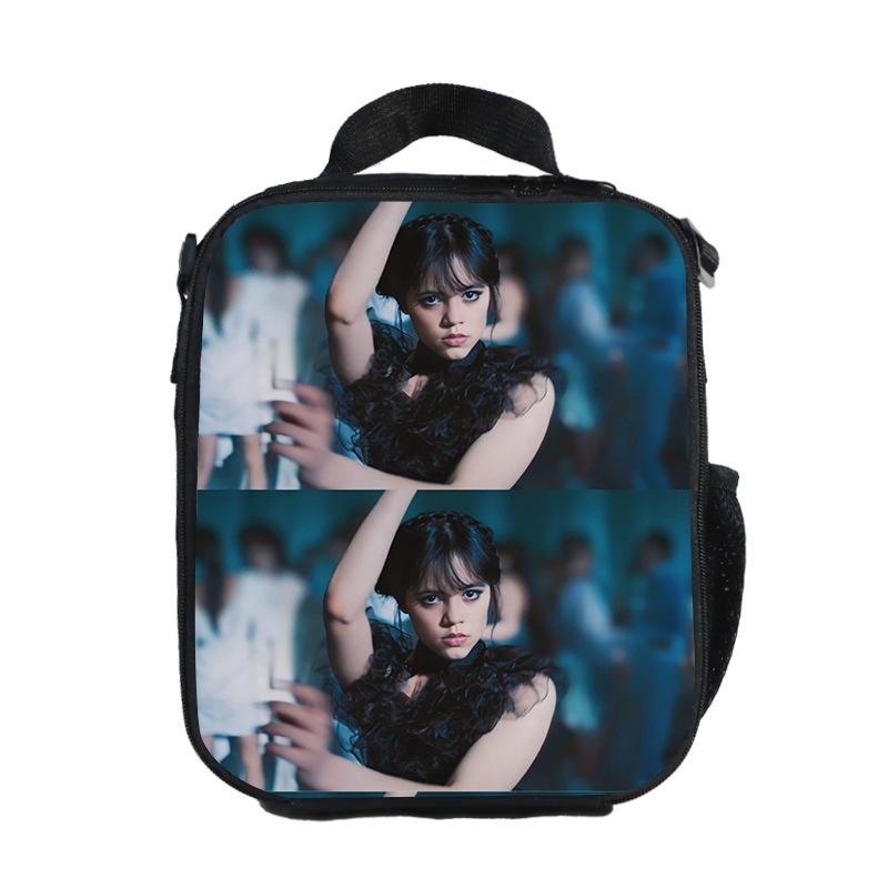 Bolsa de almuerzo aislada del miércoles La Familia Addams Para Niños Estudiantes