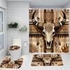 Western Ox Bulls Shower Curtain Bath Sets Waterproof Non-Slip Bathroom Rug Toilet U With 12 Hooks Home Deco