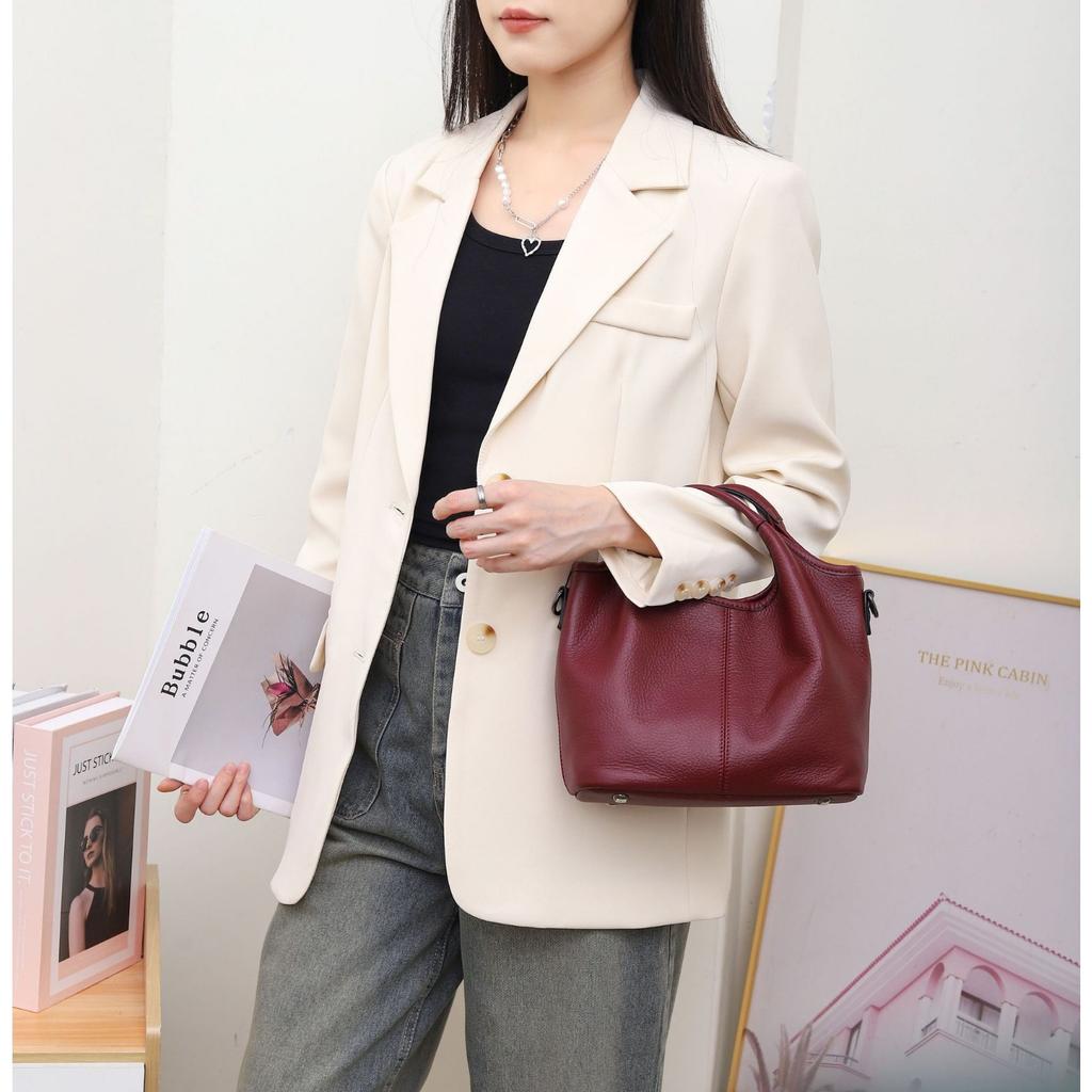 Cowhide Square Bag Crossbody Horizontal Shell Bag Popular Fashion Niche Women Single Shoulder Practical Soft Hand