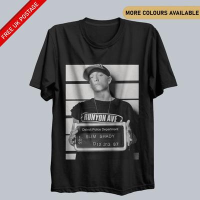 Eminem Arrest TShirt Unisex Slim Shady Mugshot Tee Gangster Rap Hip Hop Shirt