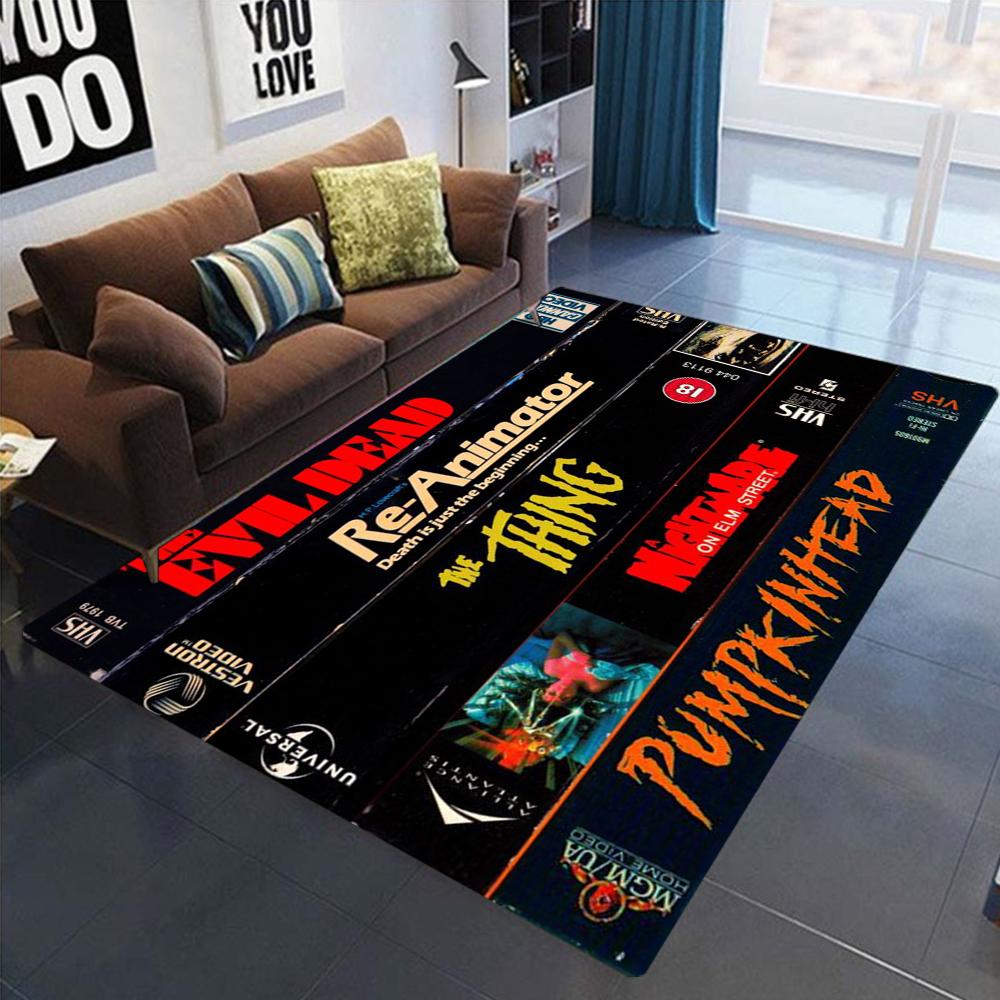 Creative Retro Horror VHS Area Rugs Anti-slip Carpets for Living Room Sofa Decor Man's Bedroom Popular Rug Sofa Floor Mat Room
