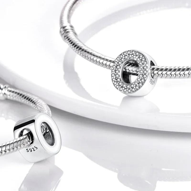 Kupfer 26 Buchstaben Glänzend Zirkon Alphabet Anhänger Perle Passend Original Armband DIY Feiner Schmuck Geschenk Für Frauen Machen