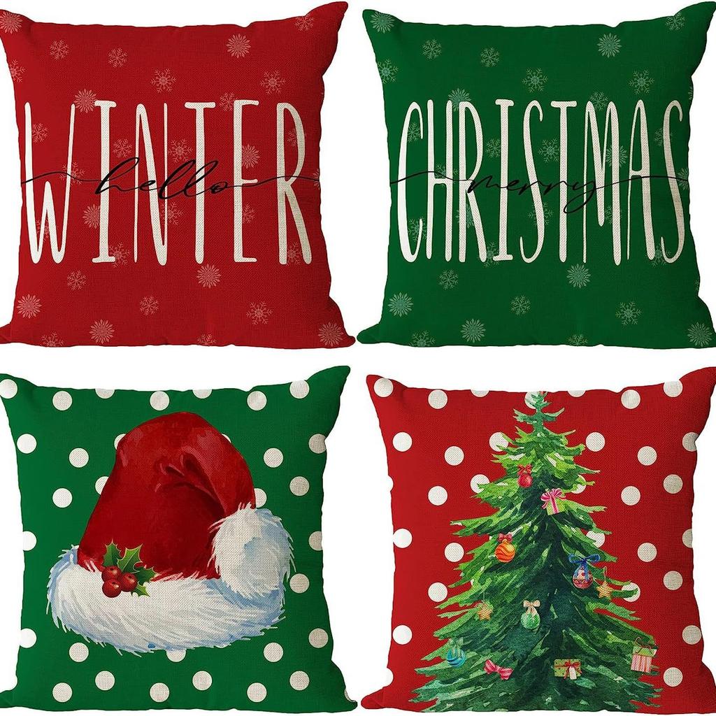 New Christmas Tree Printed Pillowcase Home Cushion Cover Christmas Decoration Sofa Pillowcase