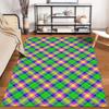 Colorful Plaid Pattern Carpet, Bright Green, Yellow, Purple Design Suitable for use as an anti-slip for living room bedroom sofas