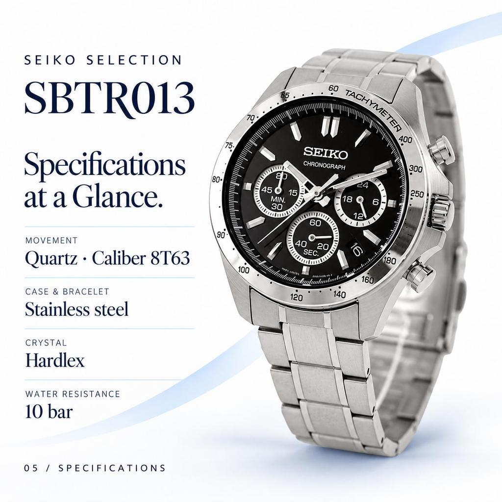 Seiko watch wristwatch mens SBTR013 Spirit SBTR 8T chrono chronograph work suit selection black brand stylish waterproof gift practical men