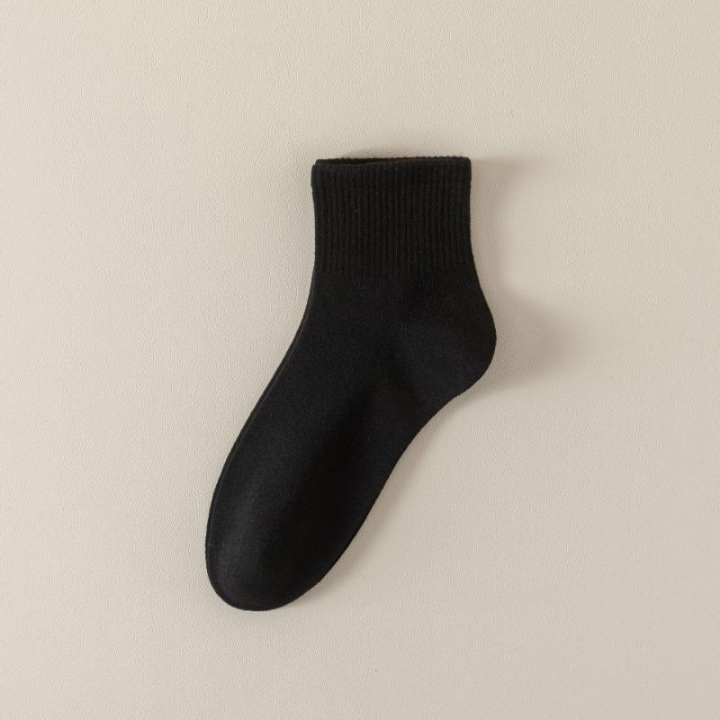 Short Socks, Solid-colored Cotton Socks for Autumn Girls, Women's Double-bar Striped Sweat-absorbing Boneless Sports Socks, Versatile Women's Socks