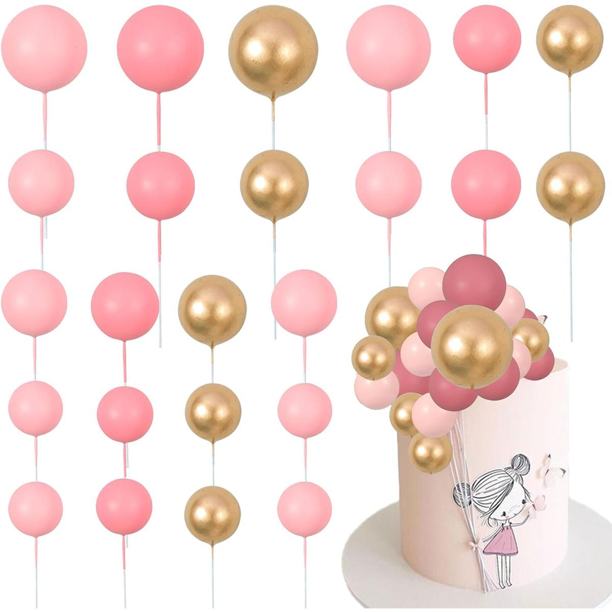 

34 шт. Розово-золотые шарики для торта DIY Украшение для торта из пенопластовых шариков для свадебной годовщины, принадлежности для украшения вечеринки по случаю дня рождения розовый