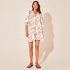 Women's Floral Tie-Back Casual Cotton Dress - Short Sleeve & Loose Fit for Beach Holidays