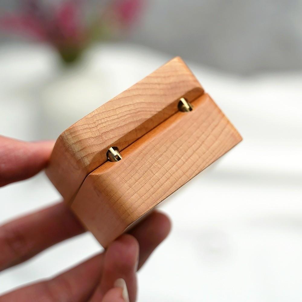 Wooden Ear Studs Case Simple Velvet Ring Earring Holder Retro Wood Rings Box Earring