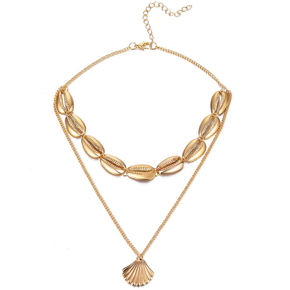 Multilayer Necklace Creative Clavicle Chain Shell Tassel Pendant Necklace Lady Party Jewelry