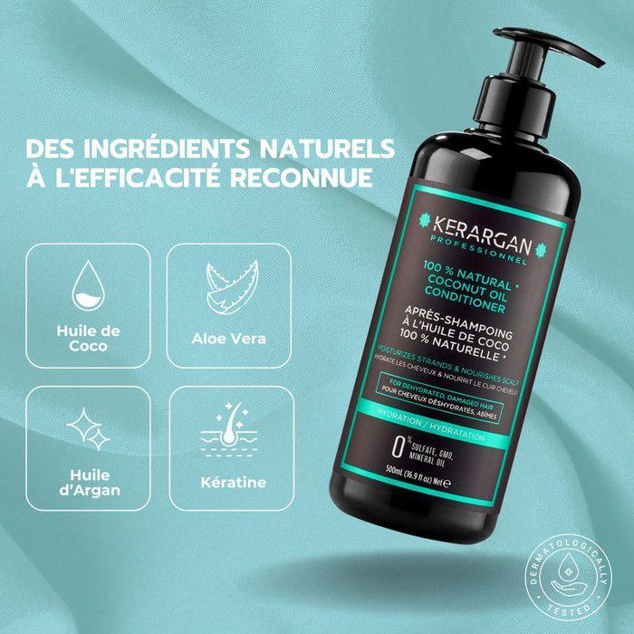 Kerargan - Après Shampoing À L’huile De Coco Et D’argan Pour Faciliter Le Lissage Et Démêler Vos Cheveux Tout En Les Nourrissant - C