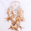 Brown Dreamcatcher Feather Bead Wall Decor Handmade Dream Catcher Wind Chime Ornament Home Hanging Craft for Home Office Car