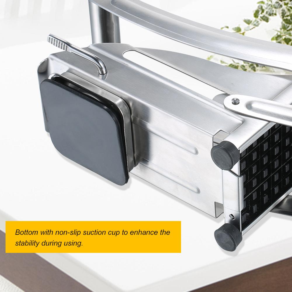Stainless Steel French Fry Cutter Potato Strip-cutter Non-slip Suction Base with 2 Blades for Potatoes Carrots Cucumbers