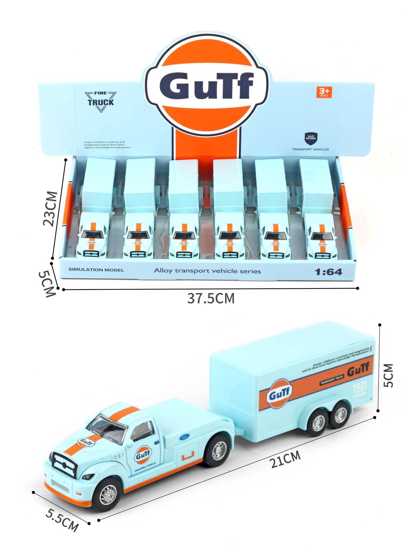 Gulf Edition 1:64 Alloy Trailer Vehicle Model Ornament Toy Car