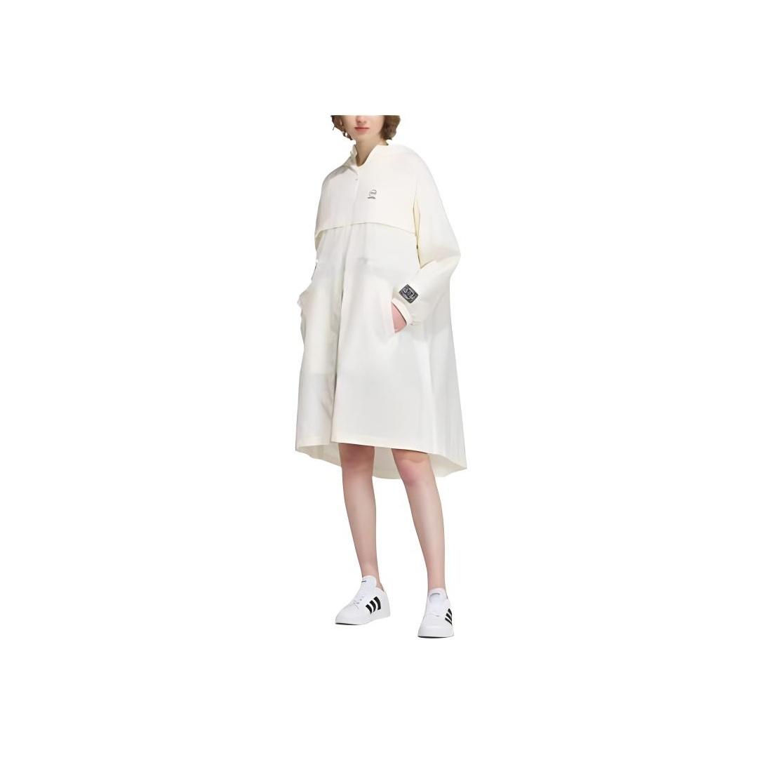 adidas Neo Women s Off White Mid-Length Woven Hooded Jacket Sun Protection Coat IK7648 M