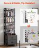 Media Storage Cabinet, 4-Shelf DVD Shelf Organizer with Drawers, 40 X 30 X 143.5 Cm Multimedia Storage Organizer for CDs, DVDs, Books and Games, CD