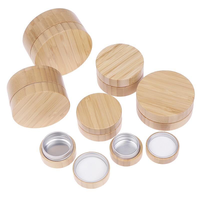Refillable Empty Cosmetic Makeup Container Bamboo Bottle Cream Jar Nail Art Mask Cream Bottle Storage Box 10/15/30/50/60/80/100g