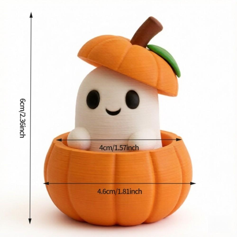 3D Printed Halloween Ghost Statue Funny Pumpkin Ghost Sculpture Holiday Ornament