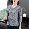 Women's 3/4 Sleeve Casual Printed Chiffon Blouse Summer Fashion New Single-breasted Thin Loose Pullovers Shirt Female Clothing