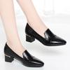 Mom Shoes Spring And Autumn Women's Leather Shoes Thick Heels Work Women's Shoes Comfortable Soft Sole Single Shoes Work Shoes