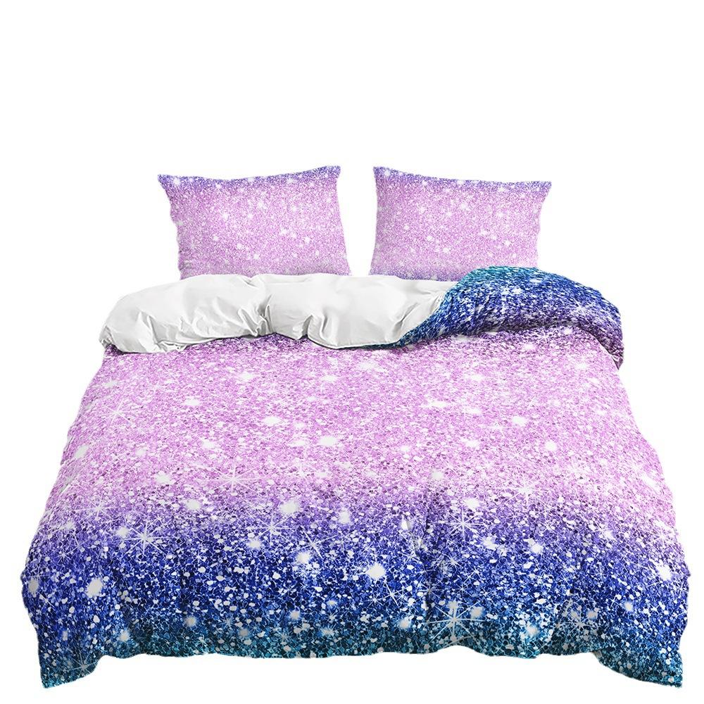 Three-Piece Quilt Cover Pink Purple Gradual Change Color Two-Piece Bedding Kit