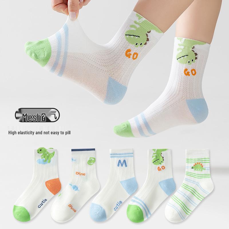 Kids' Spring-Summer Breathable Cartoon Cotton Mid-Calf Socks