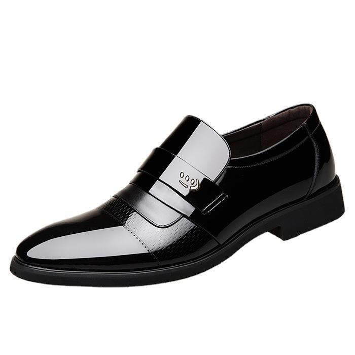 Invisible inner height increase men's shoes pointed bright leather patent leather business dress casual men's leather shoes wedding shoes new men'
