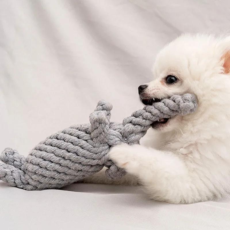 Durable Cotton Rope Dog Toy for Small Medium Dogs Hand Woven with Knots and Textured Teeth Cleaning Chew Resistant Interactive