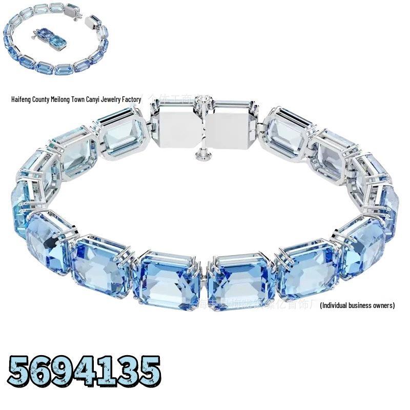 Shi Family Exquisite Purple Octagonal Rhinestone Necklace & Choker Bracelet Set