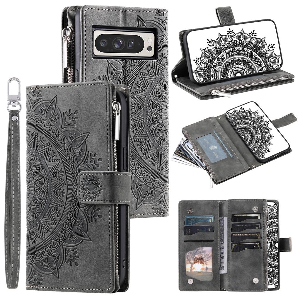 Style 006 For Google Pixel 10 Pro XL Wallet Case PU Leather Phone Cover Mandala Flower Pattern