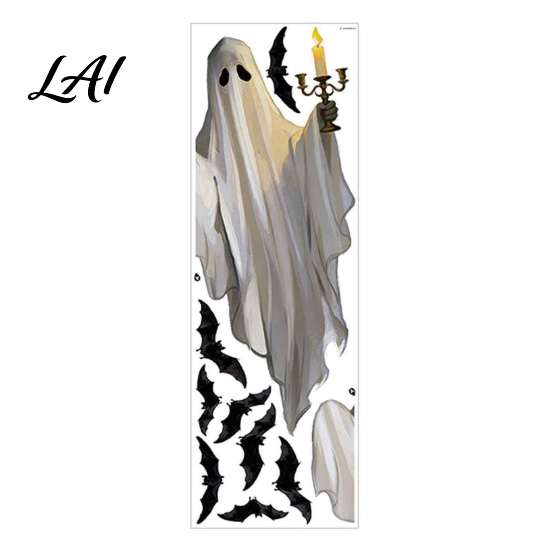 PVC Glass Clings for Bedroom Halloween Ghost Window Stickers Removable Wall Decals Peel And Decorative Stickers Clean Surfaces Stick Self-Adhesive