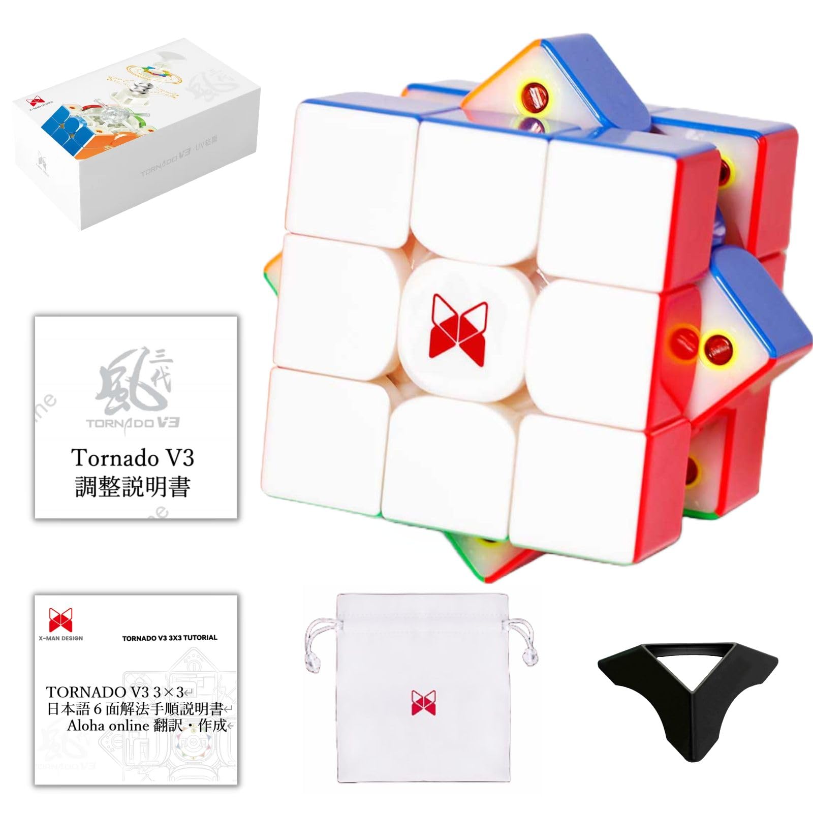 

Tornado V3 M Pioneer UV Coated [Includes Japanese Adjustment Instructions & Japanese 6-Side Solution Instructions & Stand] 3x3 Cube, X-Man Design,