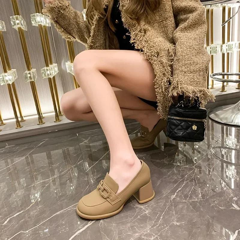 

Туфли-лодочки ретро Janes для женщин в британском стиле с круглым носком, мягкие кожаные туфли без застежек, Zapatos De Mujer 36