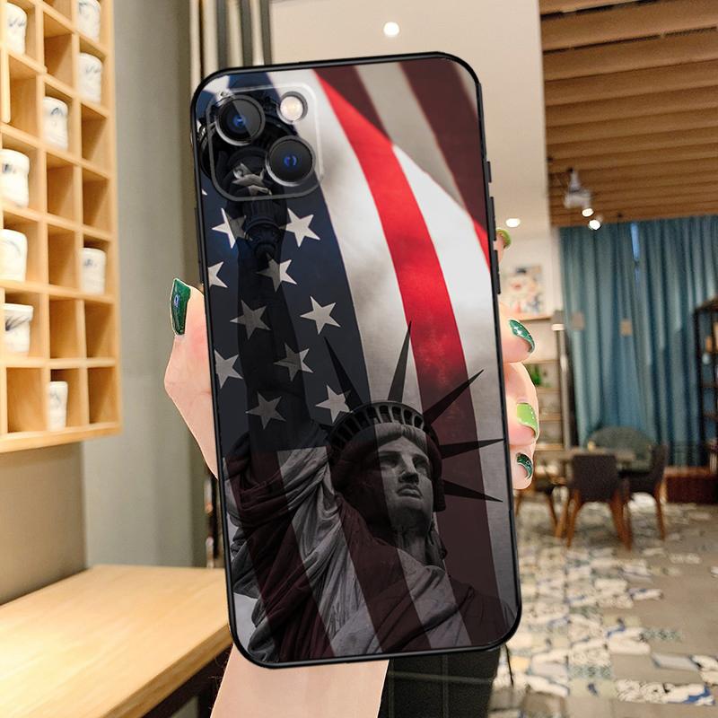 America Flag Statue of Liberty Phone Case For iPhone 15 Pro Max 14 13 12 11 16 17 Pro Max Mini 15 16 Plus 16e 17 Air Cover