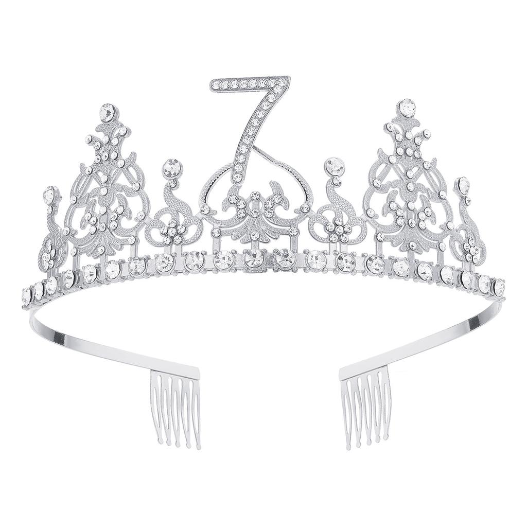 Fashion Alloy Digital Crown With Diamond Tiara 18Th Birthday Party Pearl Alloy Headband