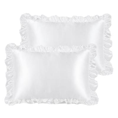 PiccoCasa Pillowcase Satin Ruffle Cool Rayon Envelope Style Cool To the Touch Pillowcase Set of 2 Silky Soft Pillowcase Plain Odor Resistant Beautiful