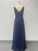 2024 Sparkling Chiffon Sleeve Double V-Neck A-Line Bridesmaid Dress with Side Slit