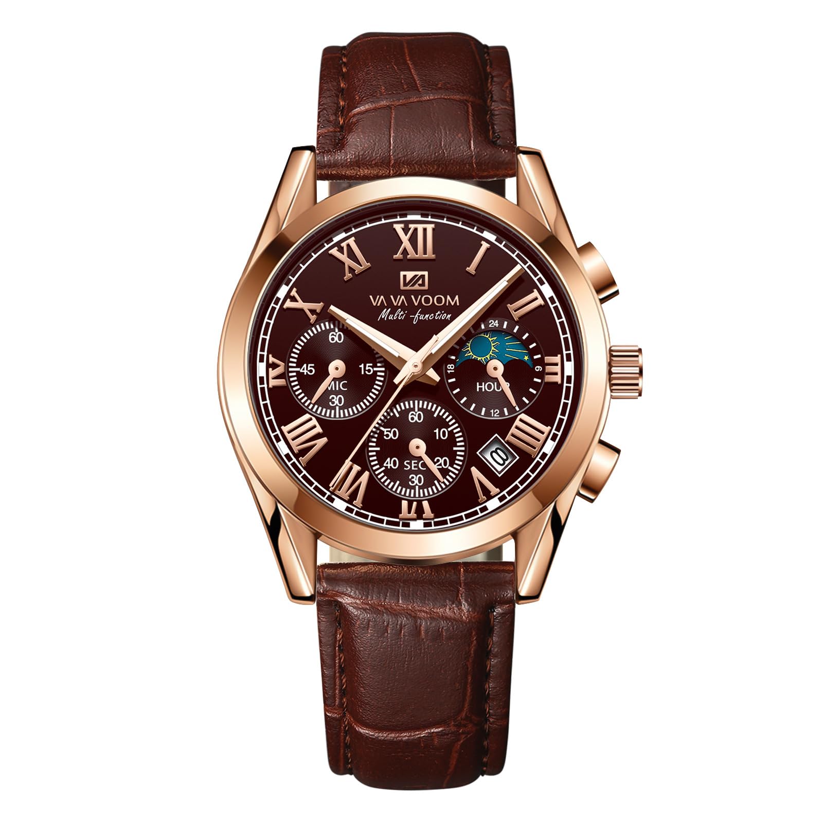 

Часы Hannah Martin с датой, люминесцентные и водонепроницаемым ремешком, мужские, шестистрелочный многофункциональный дисплей, стрелки, (ВА-2751-К-ФК)