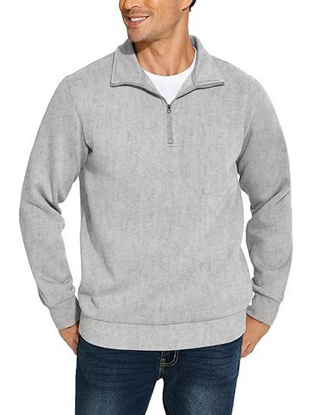 Men s Quarter-Zip Stand Collar Loose Sports Hoodie XXL