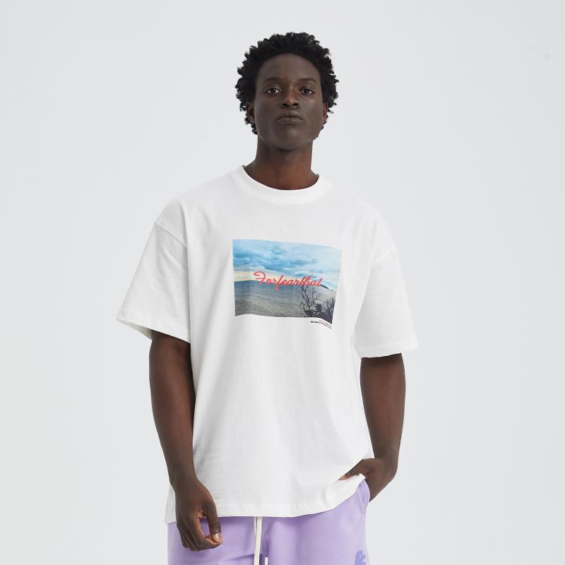 Printed shortsleeved Tshirt mens summer retro American fashion brand trend ins versatile casual halfsleeve