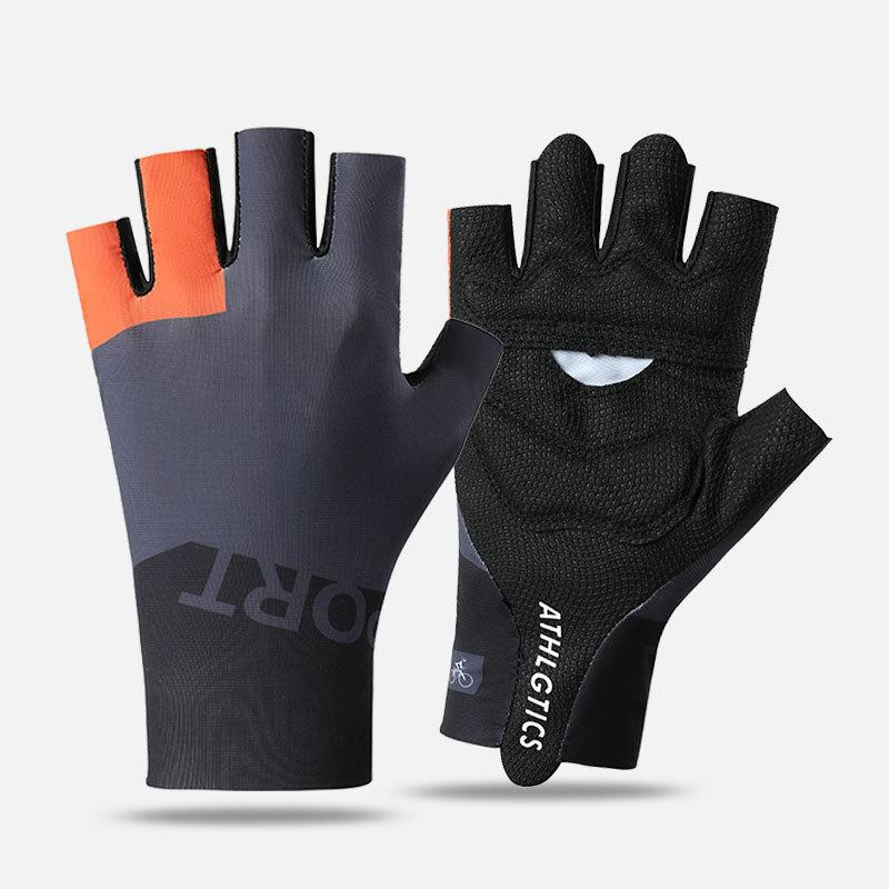 Cycling Half-finger Gloves Men and Women Breathable Shock Absorption Non-slip Wear-resistant Ice Silk Elastic Outdoor Bicycle Mountain Bike Fitness