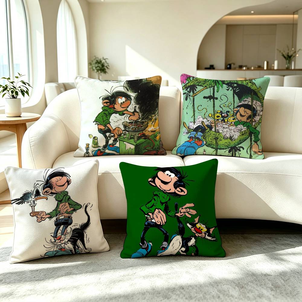 G-Gaston Lagaffe Comic Square Double-Sided printed Pillow Case Bedroom Bedside Pillow Sofa Cushion Cover
