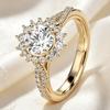 Luxury New Zircon Inlaid Ring European and American Women's Gold-plated Engagement Ring